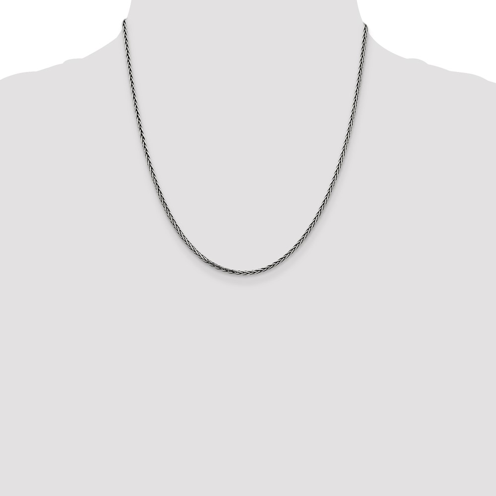 Sterling Silver Antiqued 2.2mm Solid Square Spiga Chain (QFC206-20)
