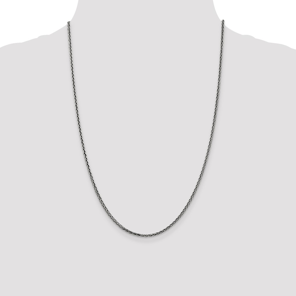 Sterling Silver Antiqued 2.2mm Solid Square Spiga Chain (QFC206-24)
