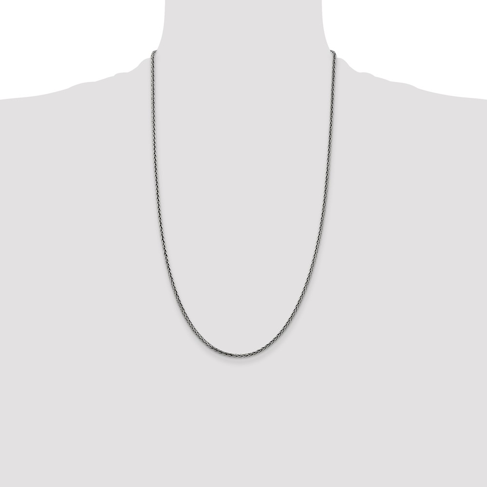 Sterling Silver Antiqued 2.2mm Solid Square Spiga Chain (QFC206-26)
