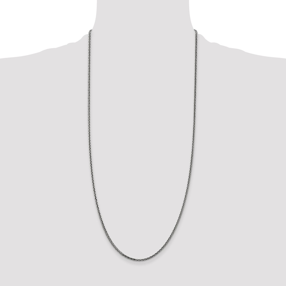 Sterling Silver Antiqued 2.2mm Solid Square Spiga Chain (QFC206-30)