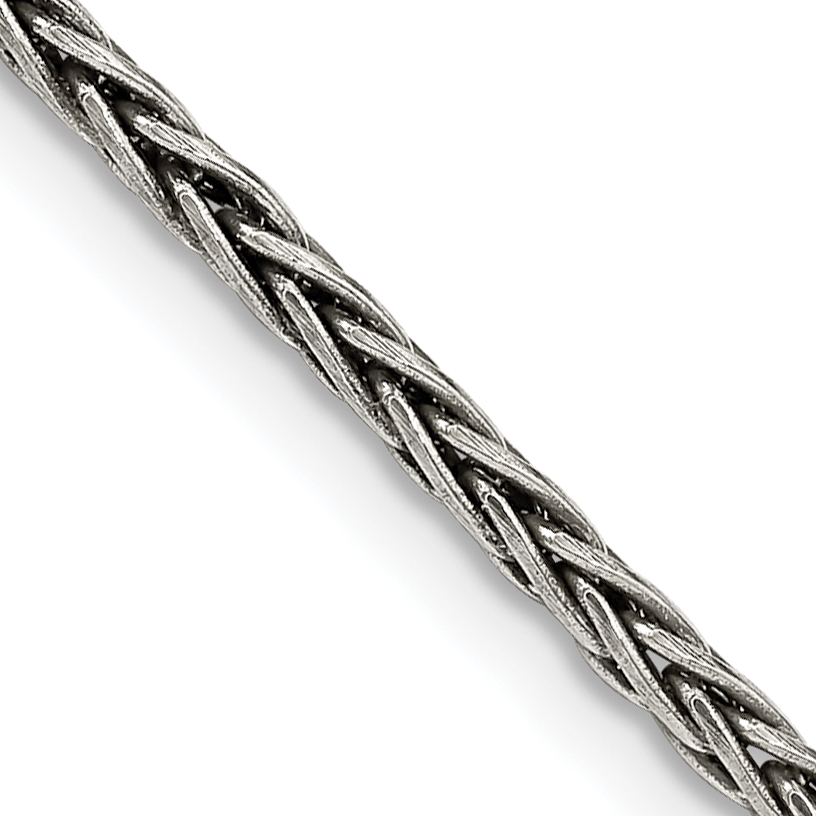 Sterling Silver Antiqued 2.2mm Solid Square Spiga Chain (QFC206-18)