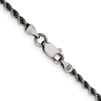 Sterling Silver Ruthenium-plated 2.3mm Rope Chain view 3