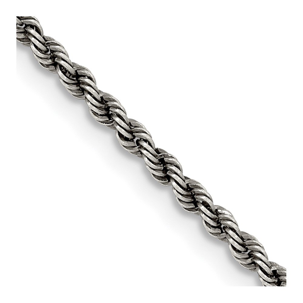 Sterling Silver Ruthenium-plated 2.3mm Rope Chain (QFC209-18)