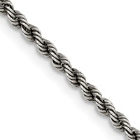 Sterling Silver Ruthenium-plated 2.3mm Rope Chain view 1