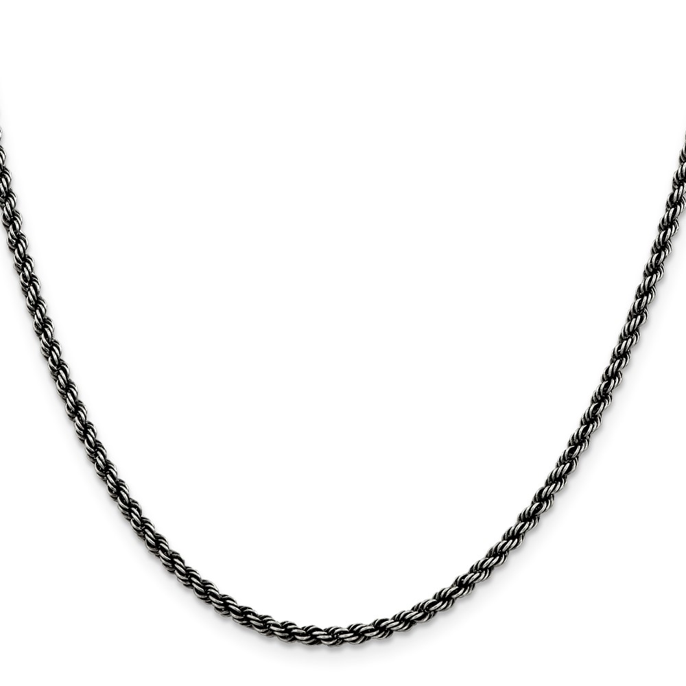 Sterling Silver Ruthenium-plated 2.9mm Rope Chain (QFC210-30)