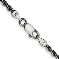 Sterling Silver Ruthenium-plated 2.9mm Rope Chain view 3