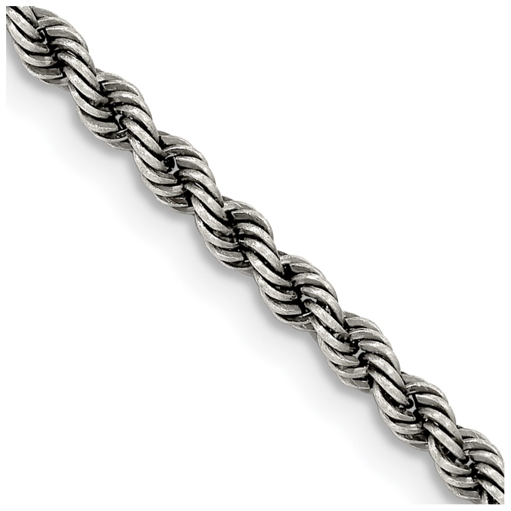 Sterling Silver Ruthenium-plated 2.9mm Rope Chain (QFC210-16)