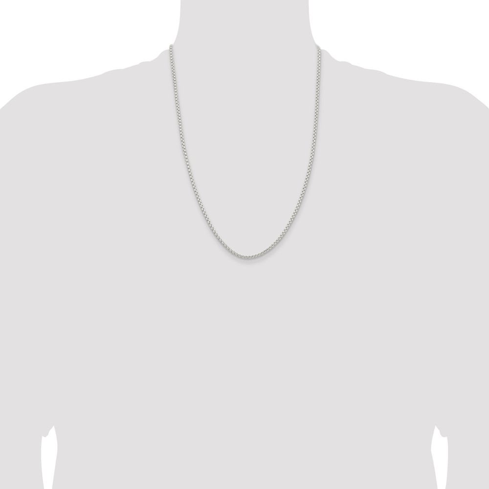 Sterling Silver 2.6mm Round Box Chain (QFC214-24)