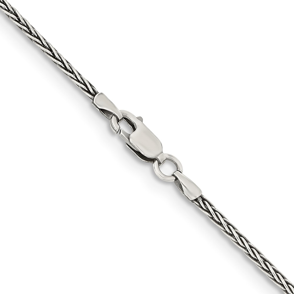 Sterling Silver Antiqued 1.6mm Solid Square Spiga Chain (QFC215-22)