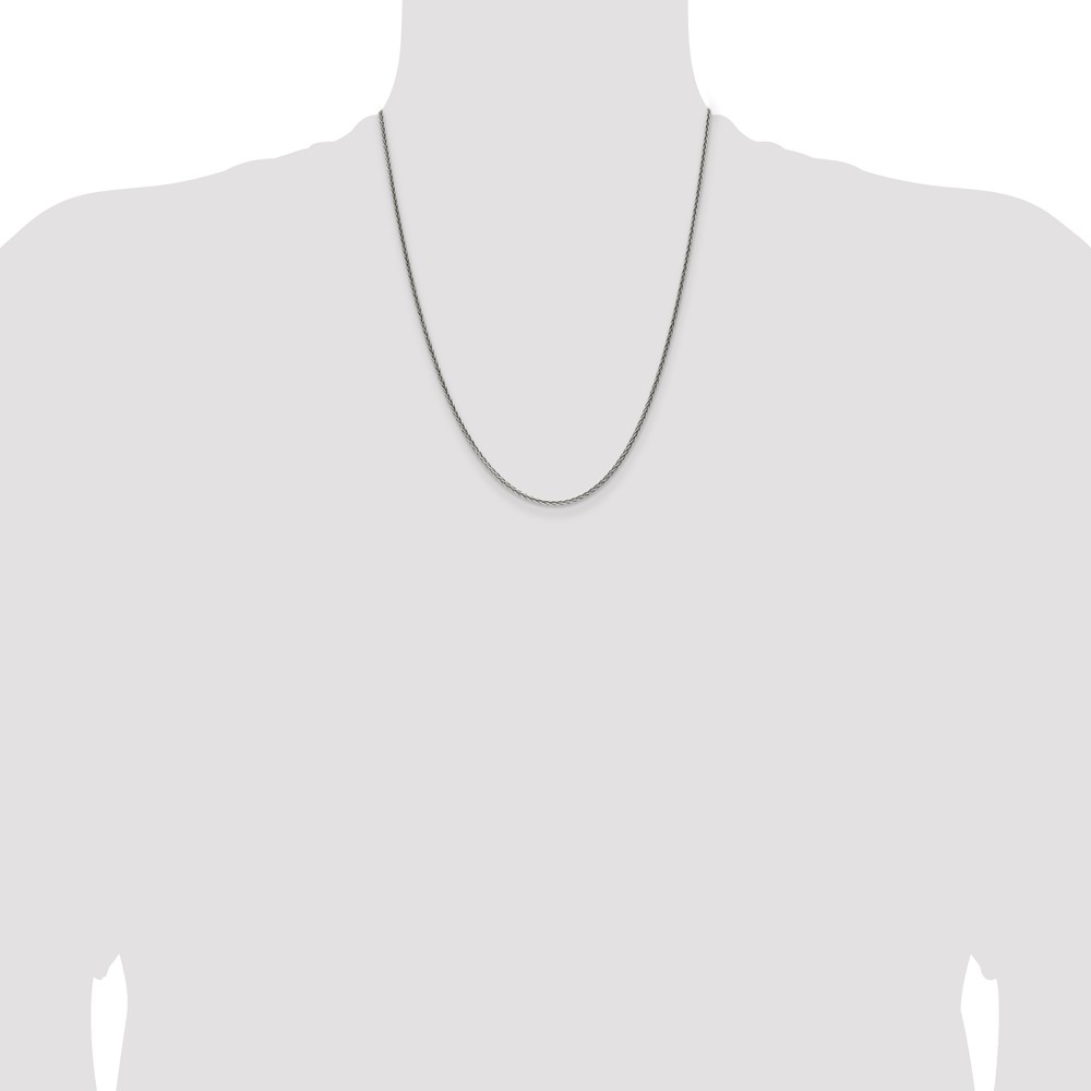 Sterling Silver Antiqued 1.6mm Solid Square Spiga Chain (QFC215-22)