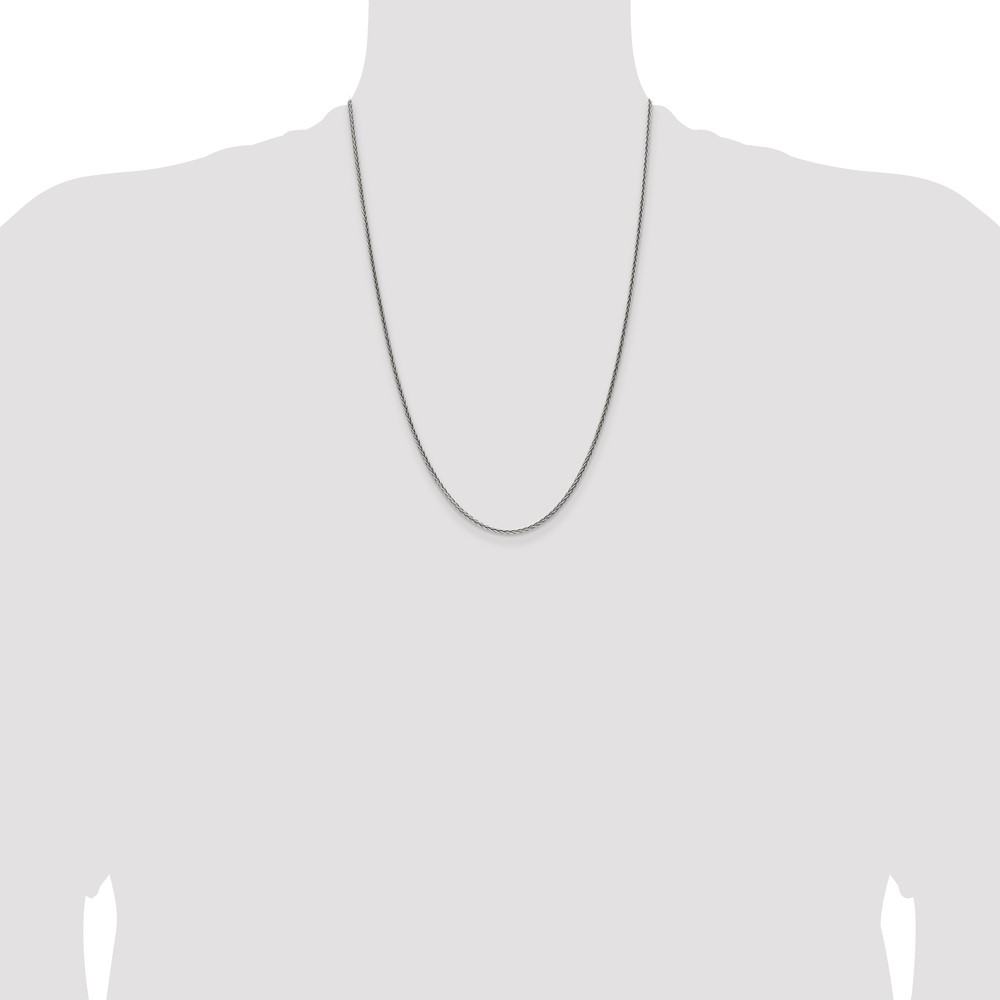 Sterling Silver Antiqued 1.6mm Solid Square Spiga Chain (QFC215-24)