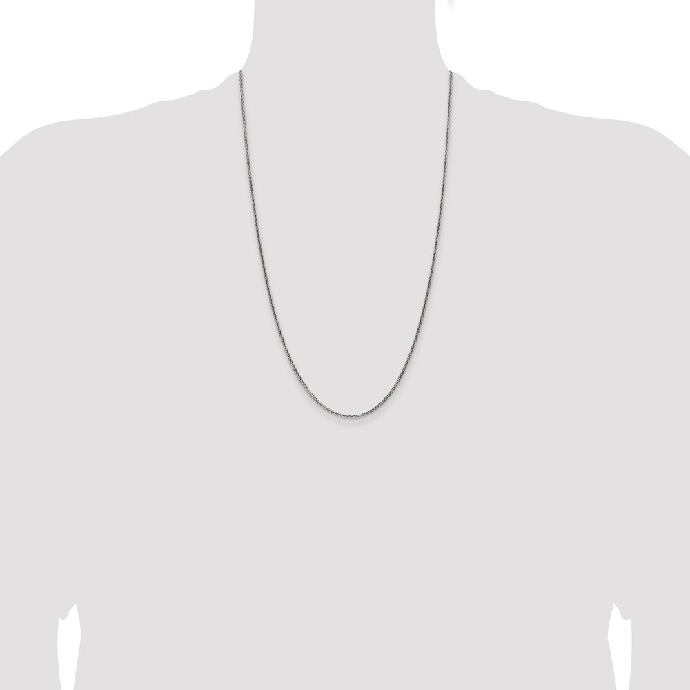 Sterling Silver Antiqued 1.6mm Solid Square Spiga Chain (QFC215-26)