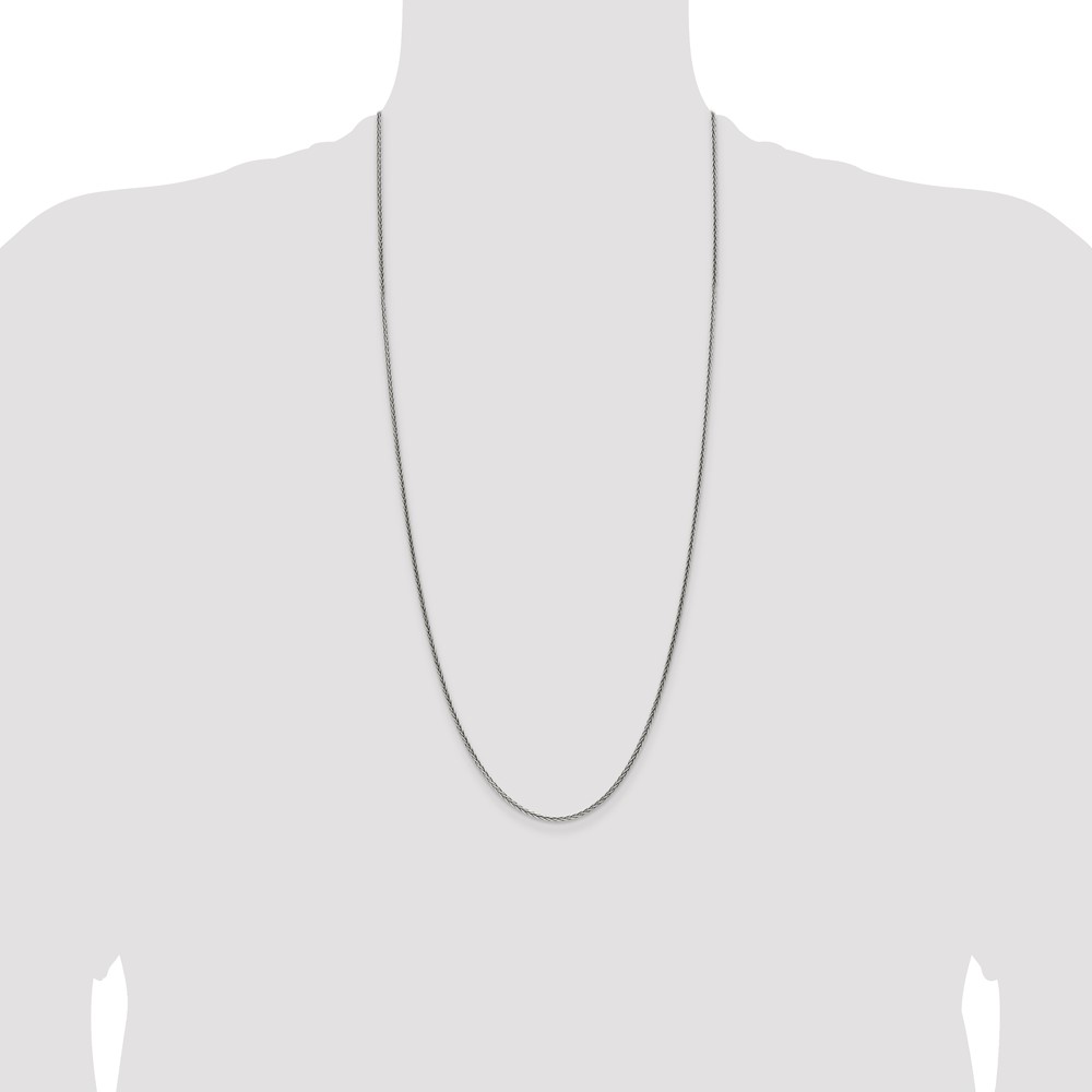 Sterling Silver Antiqued 1.6mm Solid Square Spiga Chain (QFC215-30)