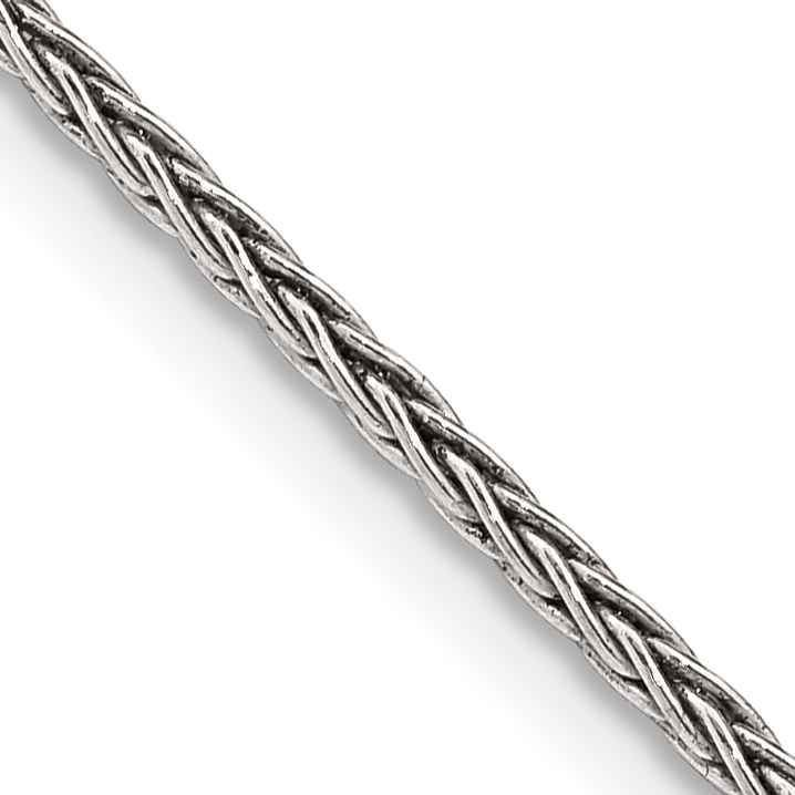 Sterling Silver Antiqued 1.6mm Solid Square Spiga Chain (QFC215-26)