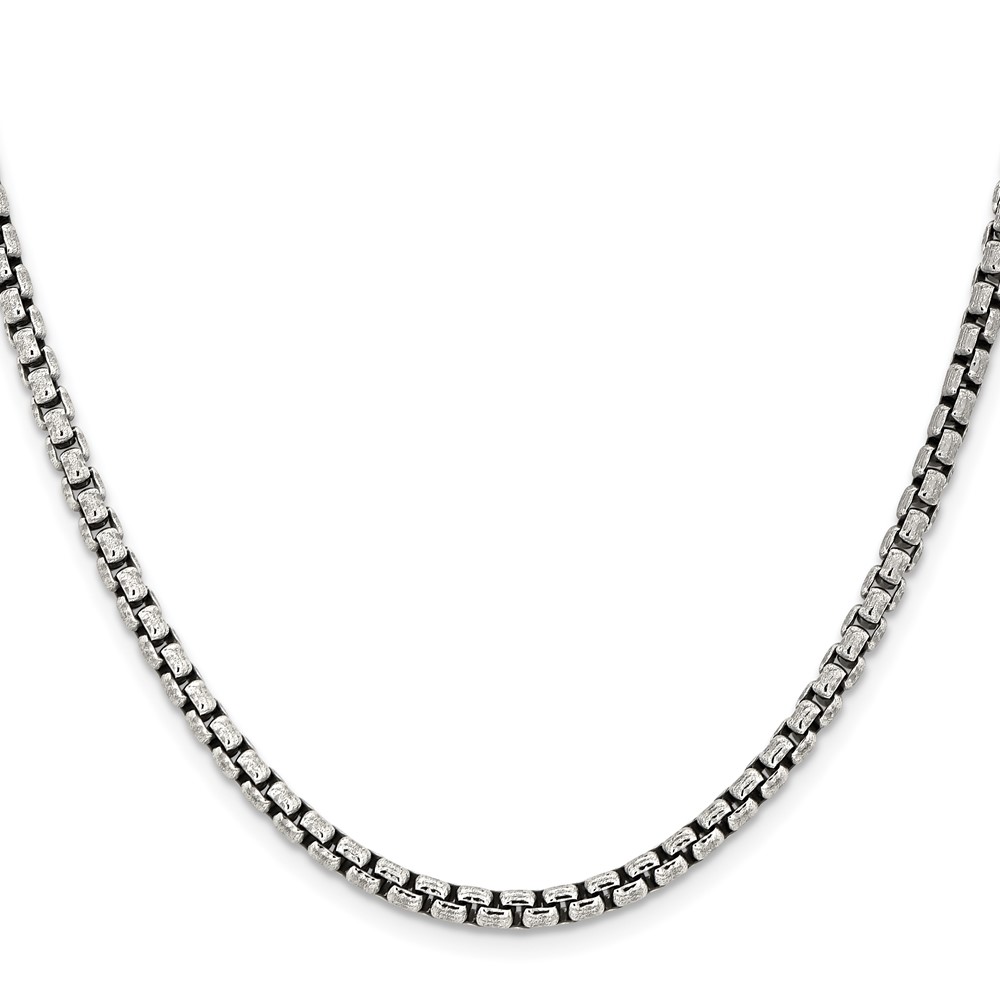 Sterling Silver Antiqued 3.6mm Round Box Chain (QFC216-20)