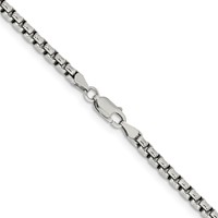 Sterling Silver Antiqued 3.6mm Round Box Chain view 3