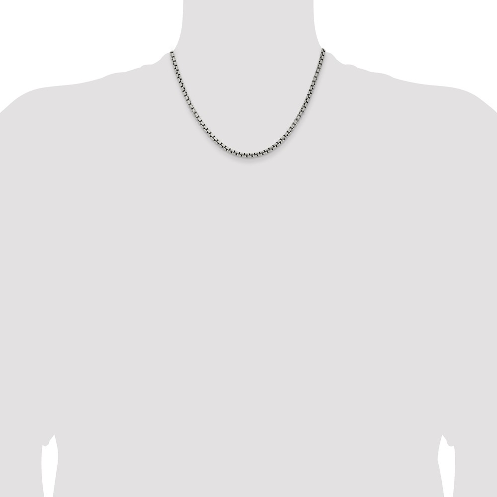Sterling Silver Antiqued 3.6mm Round Box Chain (QFC216-18)