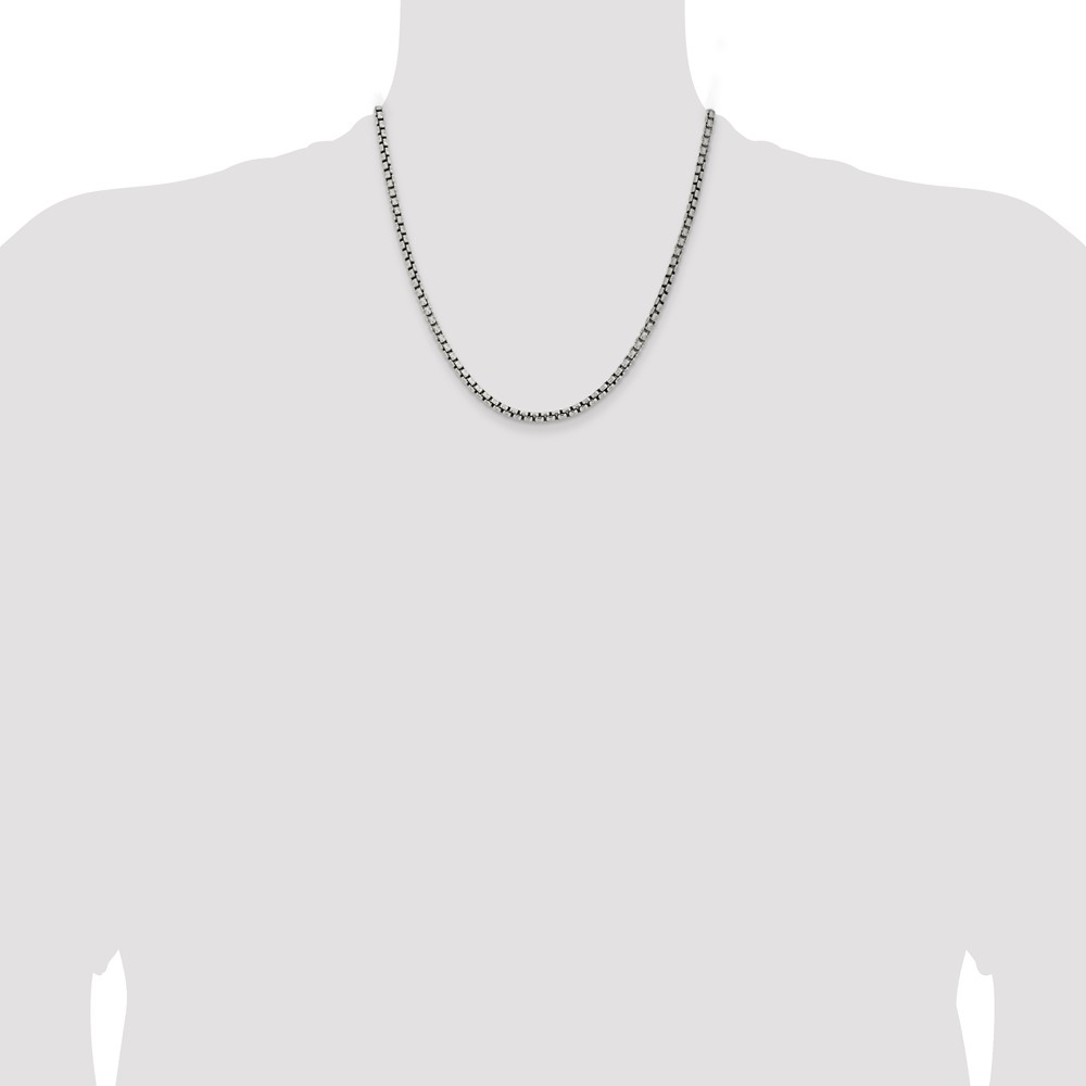 Sterling Silver Antiqued 3.6mm Round Box Chain (QFC216-20)