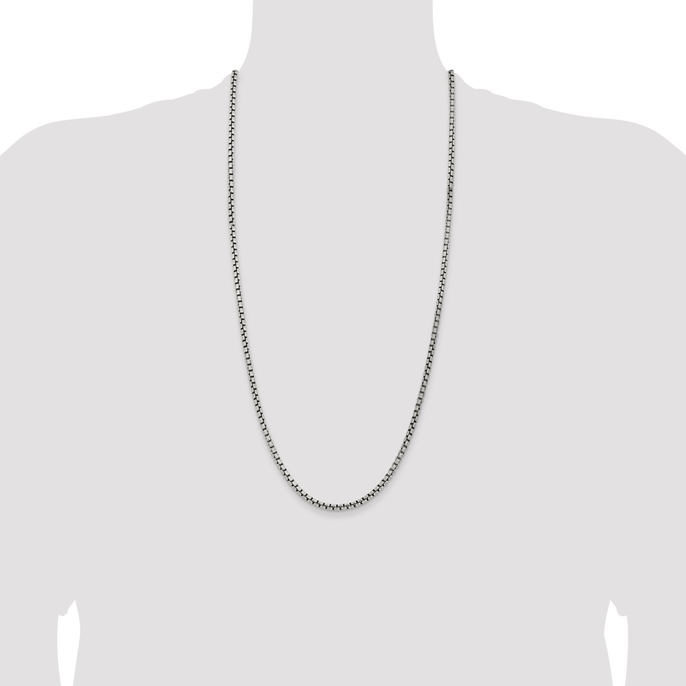 Sterling Silver Antiqued 3.6mm Round Box Chain (QFC216-30)