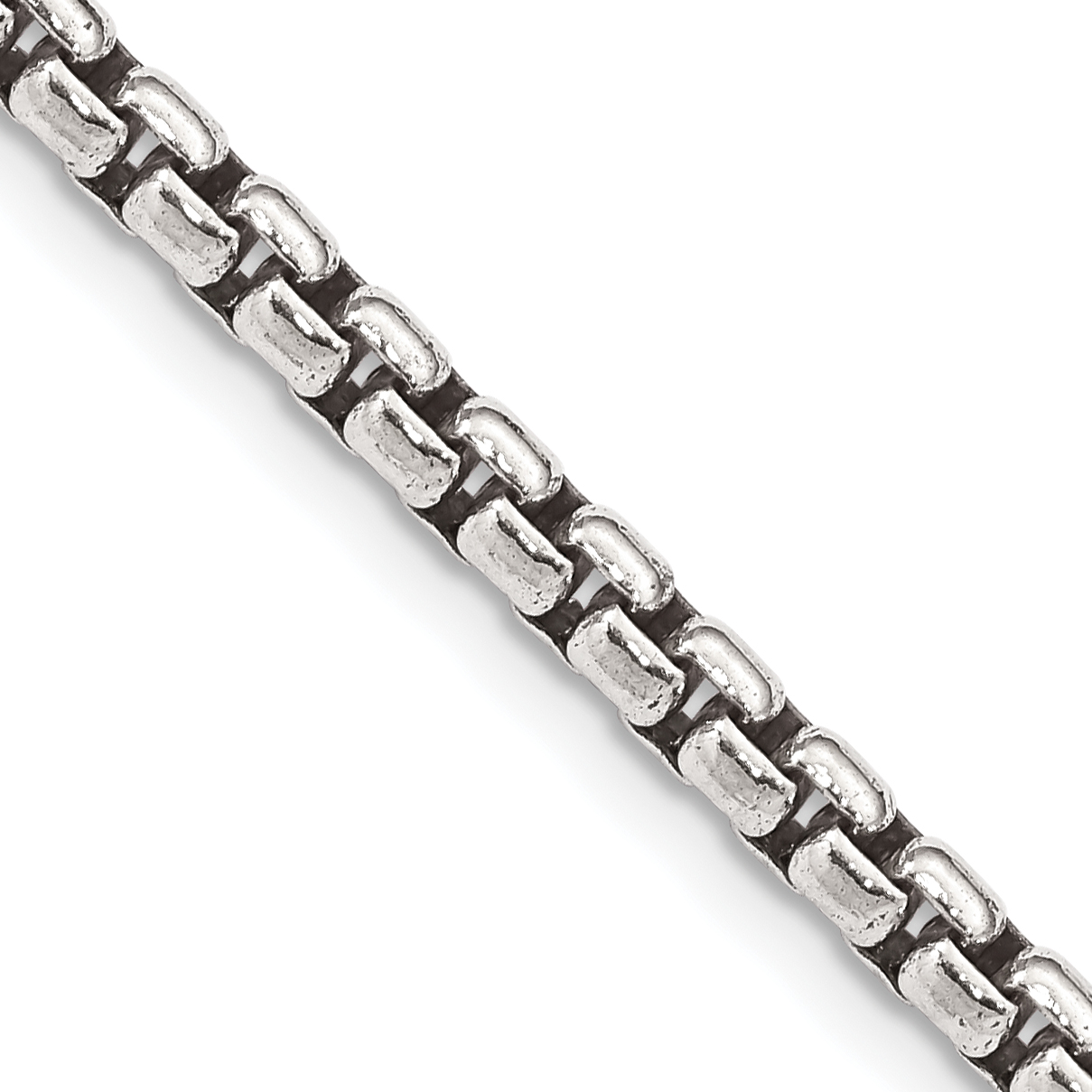 Sterling Silver Antiqued 3.6mm Round Box Chain (QFC216-18)