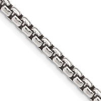 Sterling Silver Antiqued 3.6mm Round Box Chain view 1