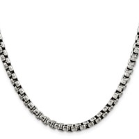 Sterling Silver Antiqued 5.2mm Round Box Chain view 2
