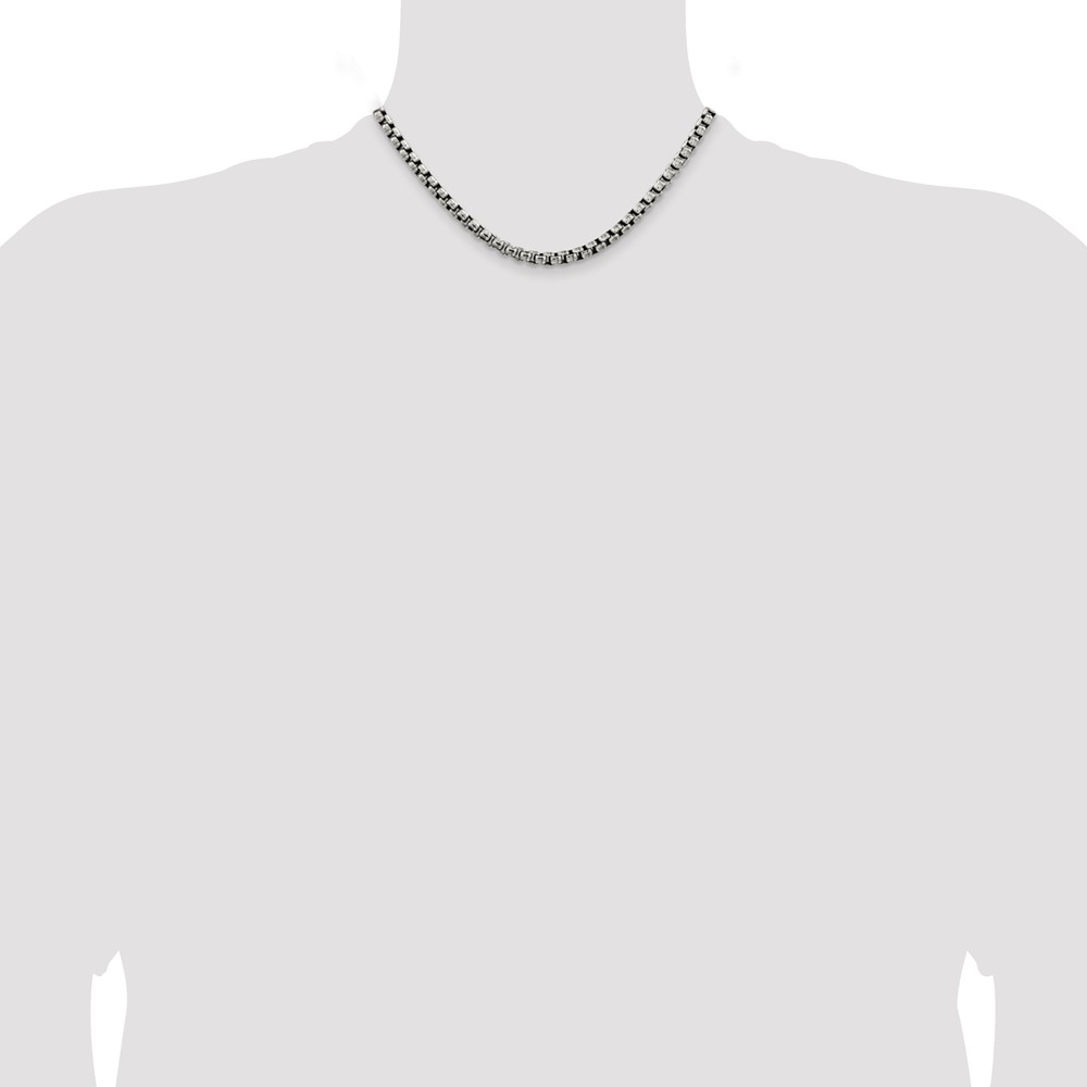 Sterling Silver Antiqued 5.2mm Round Box Chain (QFC217-16)