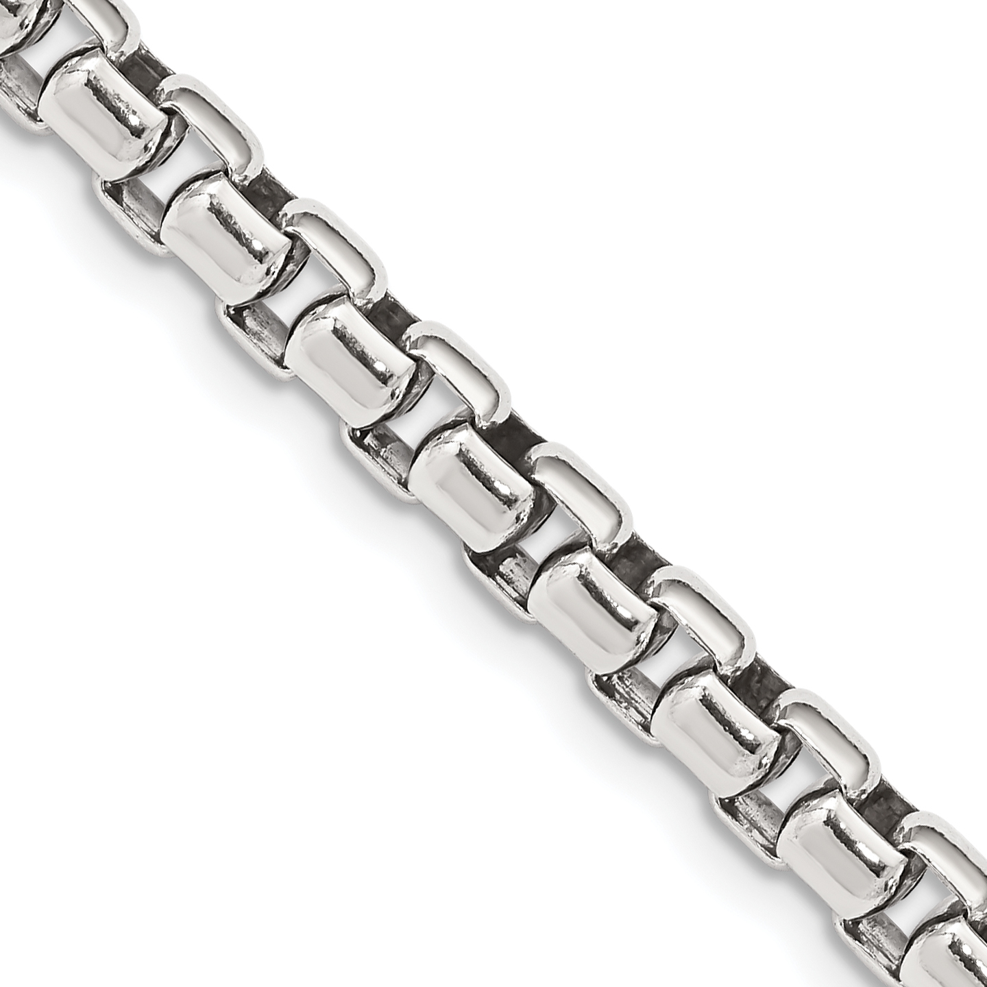Sterling Silver Antiqued 5.2mm Round Box Chain (QFC217-26)