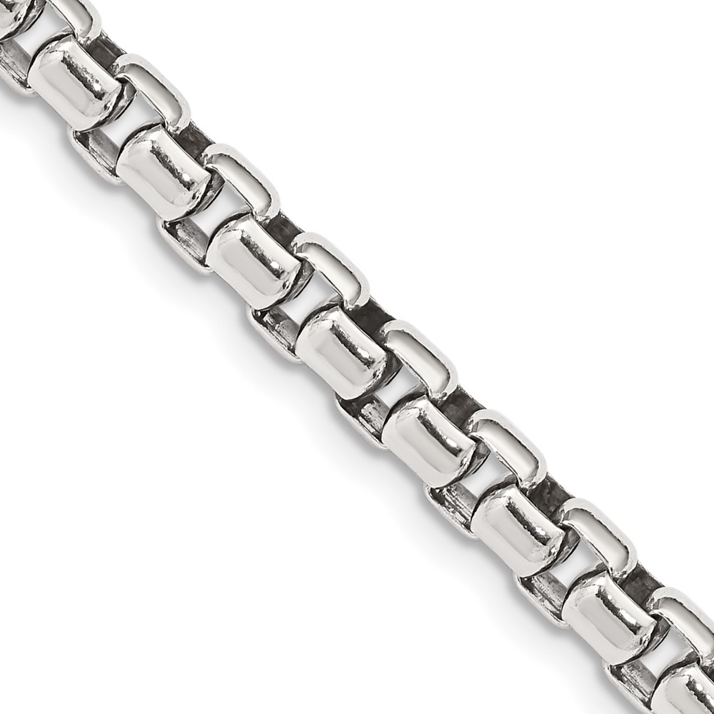 Sterling Silver Antiqued 5.2mm Round Box Chain (QFC217-26)