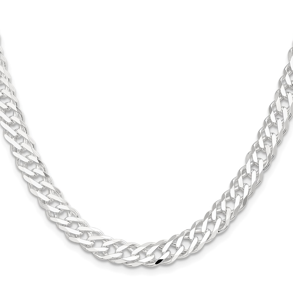 Sterling Silver 7.75mm 6 Side D/C Flat Double Curb Chain (QFC219-20)