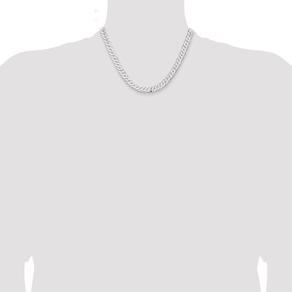 Sterling Silver 7.75mm 6 Side D/C Flat Double Curb Chain (QFC219-18)