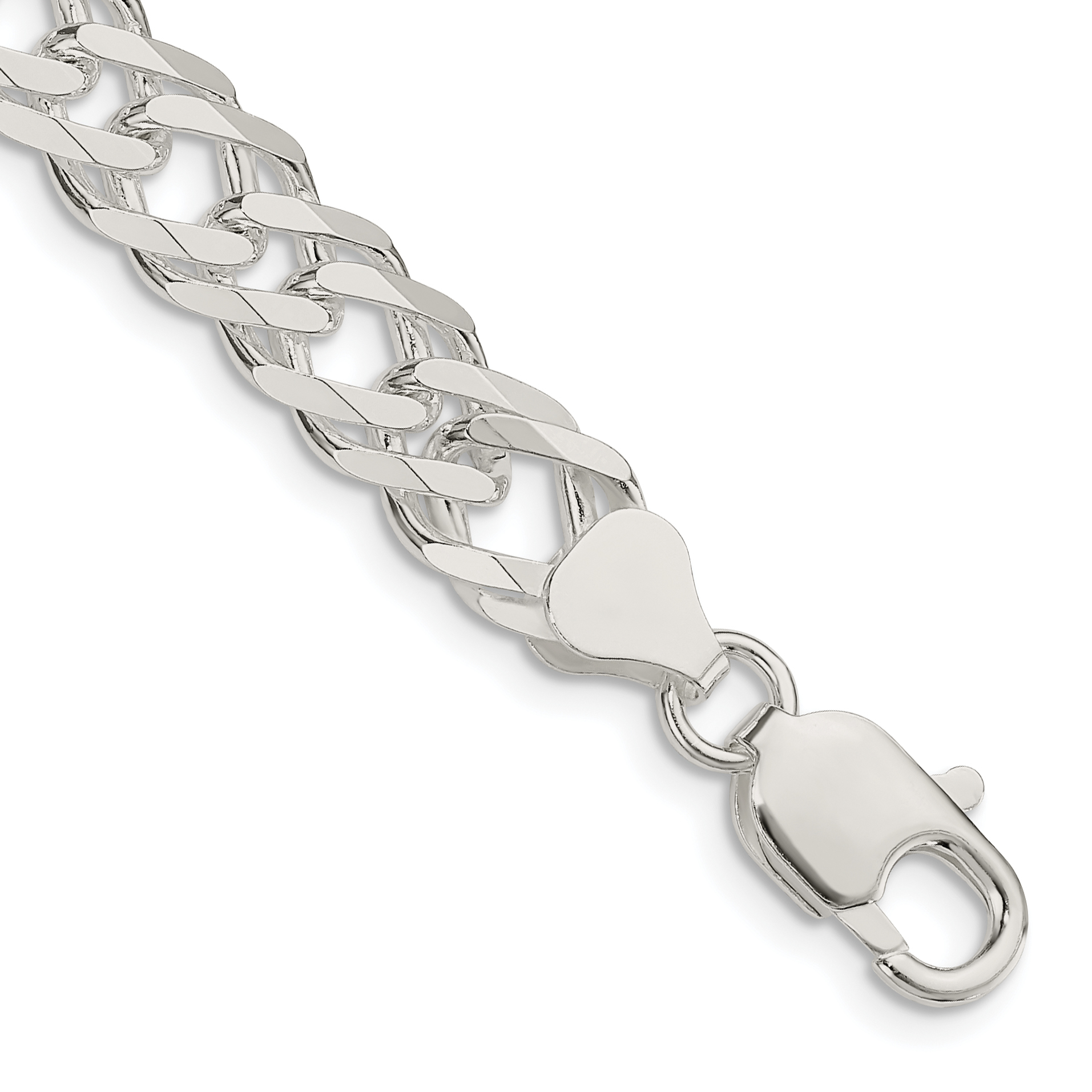 Sterling Silver 7.75mm 6 Side D/C Flat Double Curb Chain (QFC219-8)