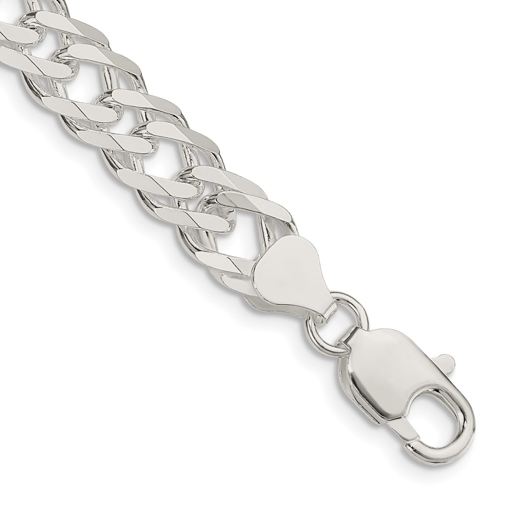 Sterling Silver 7.75mm 6 Side D/C Flat Double Curb Chain (QFC219-8)