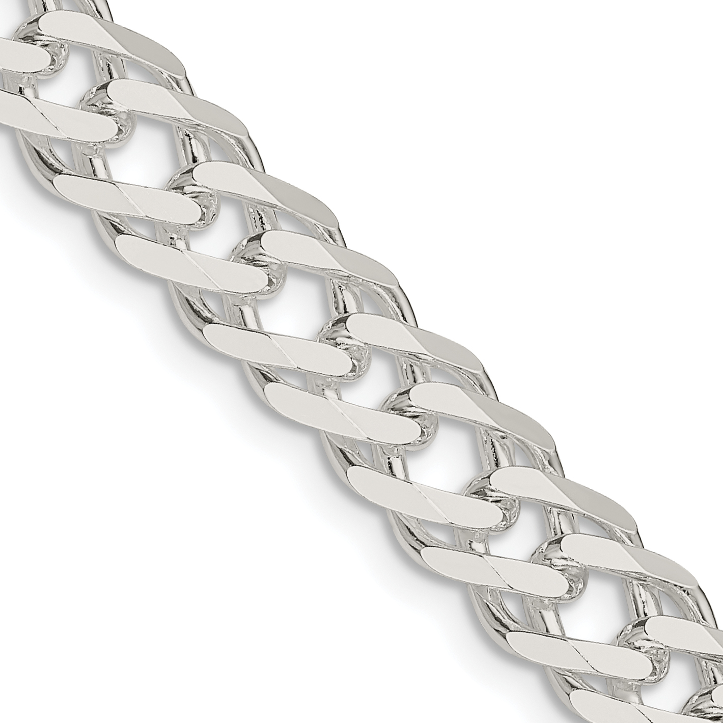 Sterling Silver 7.75mm 6 Side D/C Flat Double Curb Chain (QFC219-18)