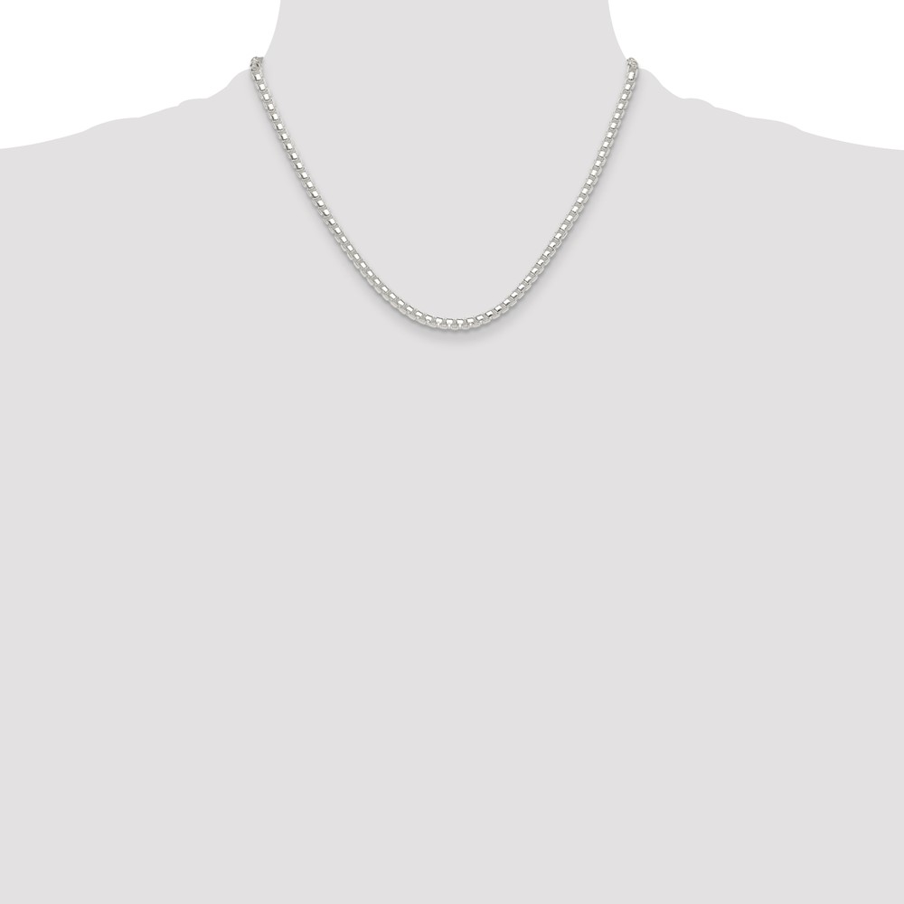 Sterling Silver Polished 4mm Round Box Chain (QFC224-18)