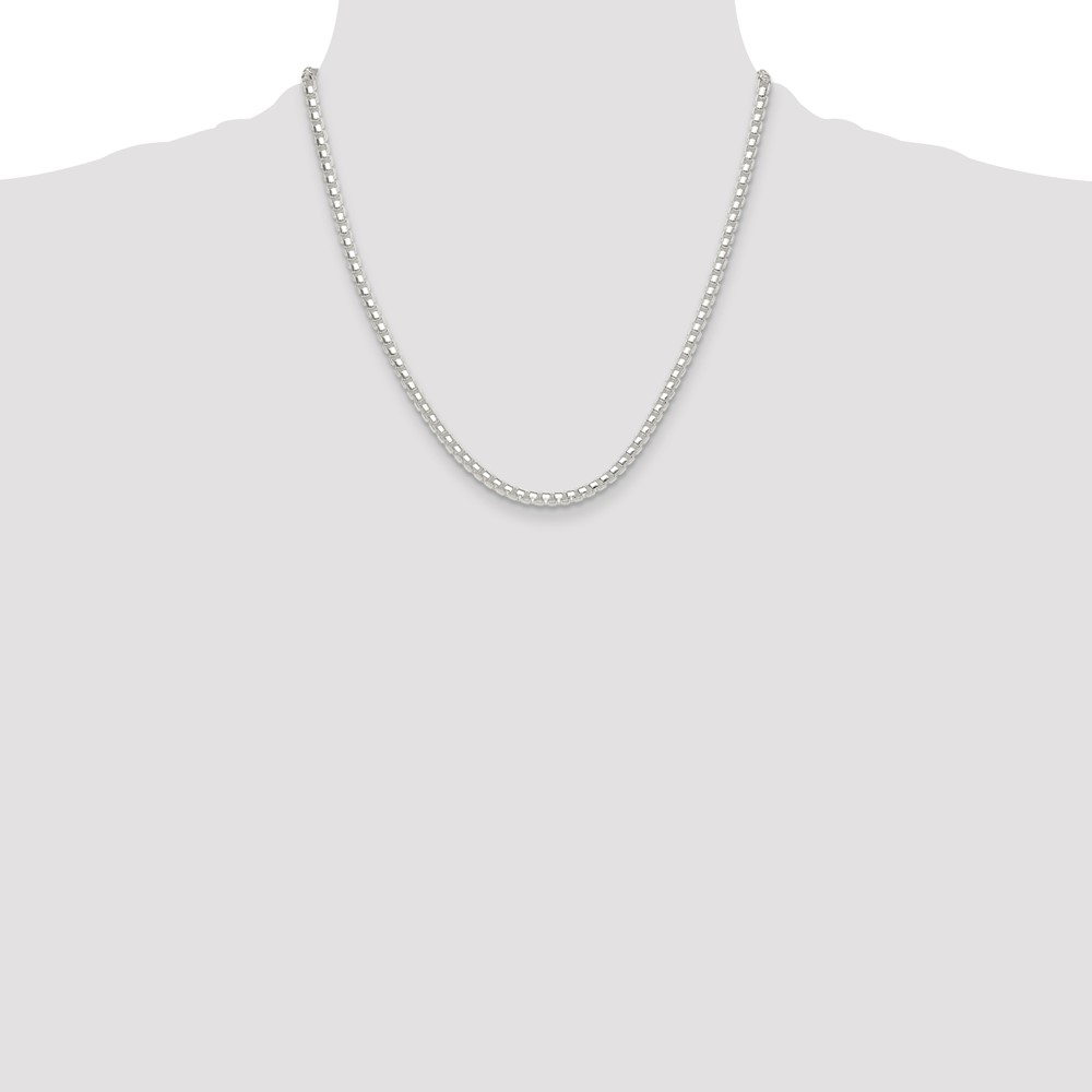 Sterling Silver Polished 4mm Round Box Chain (QFC224-20)