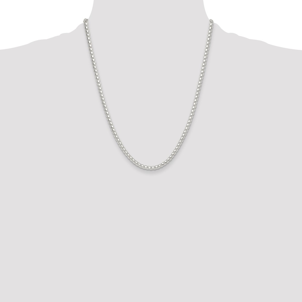 Sterling Silver Polished 4mm Round Box Chain (QFC224-22)