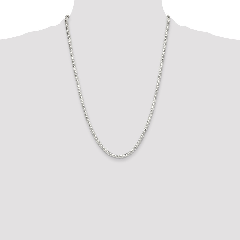 Sterling Silver Polished 4mm Round Box Chain (QFC224-24)