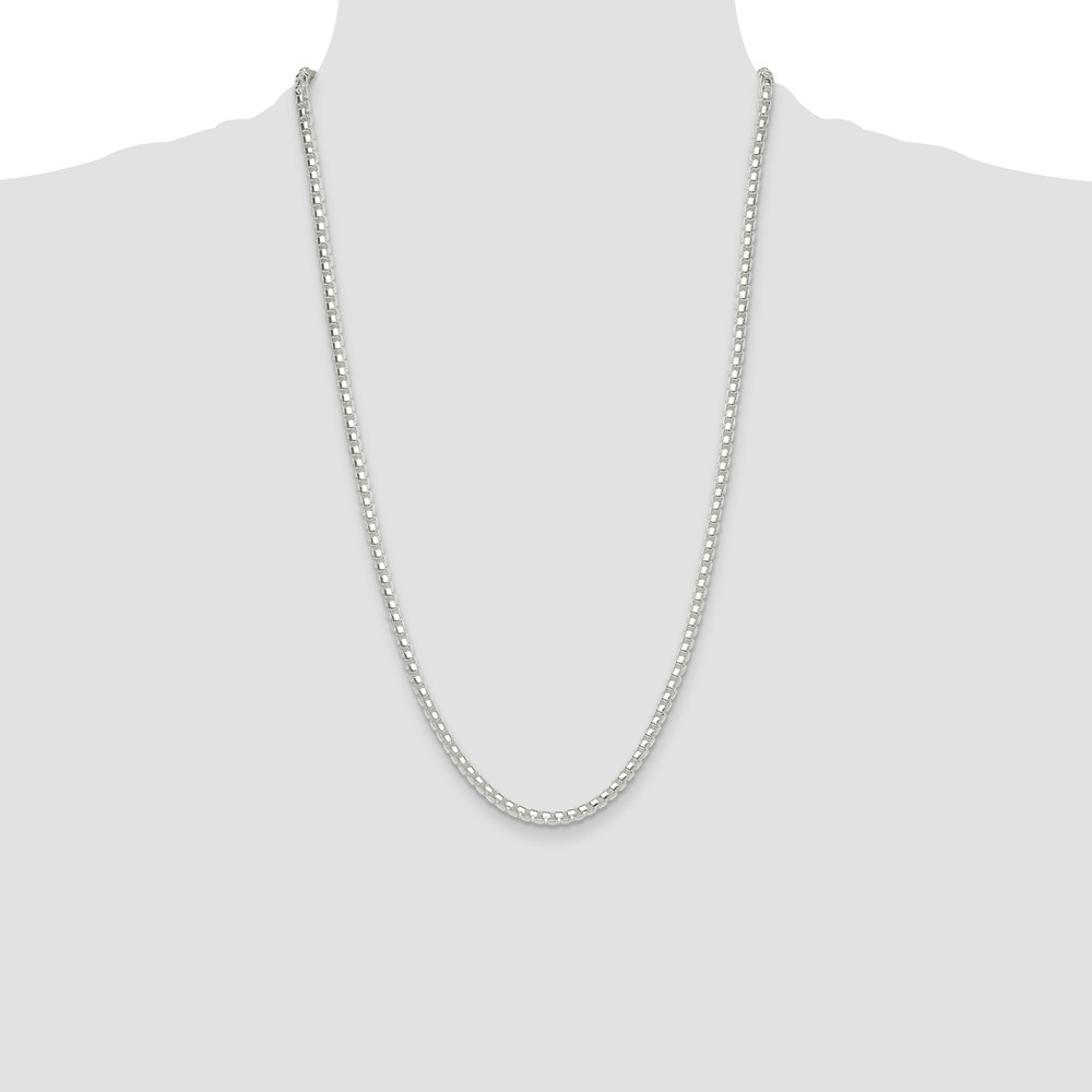 Sterling Silver Polished 4mm Round Box Chain (QFC224-26)