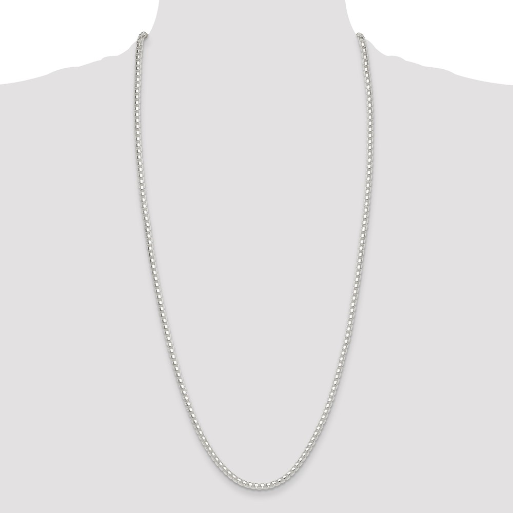 Sterling Silver Polished 4mm Round Box Chain (QFC224-30)