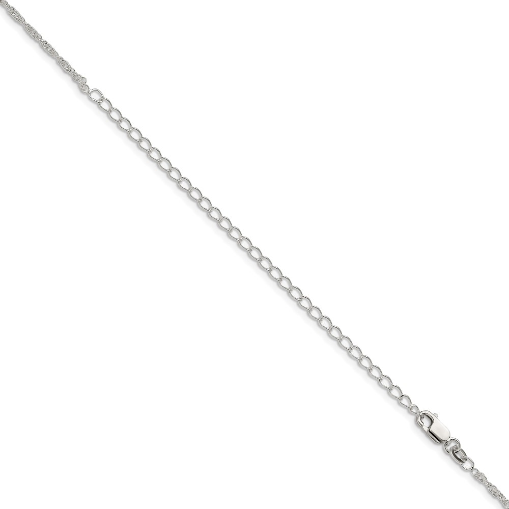 Sterling Silver 1.95mm Loose Rope Chain w/4in ext. (QFC46E-22)