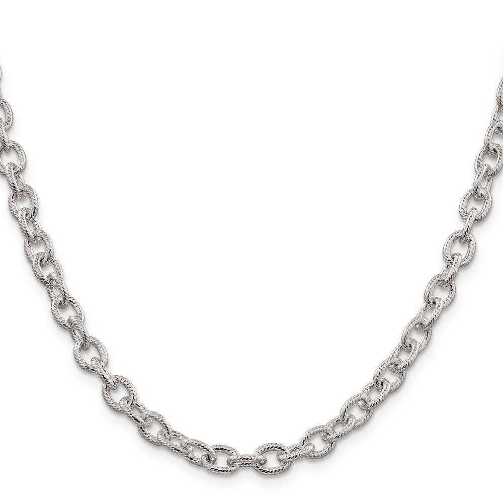 Sterling Silver 6.25mm Fancy Patterned Rolo Chain (QFC48-18)