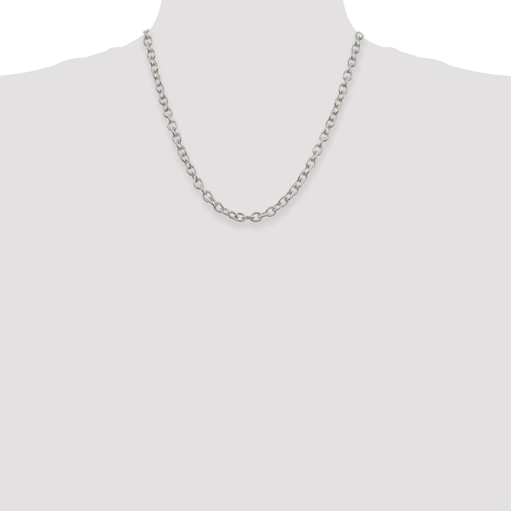 Sterling Silver 6.25mm Fancy Patterned Rolo Chain (QFC48-20)