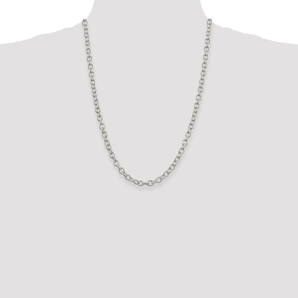 Sterling Silver 6.25mm Fancy Patterned Rolo Chain (QFC48-24)