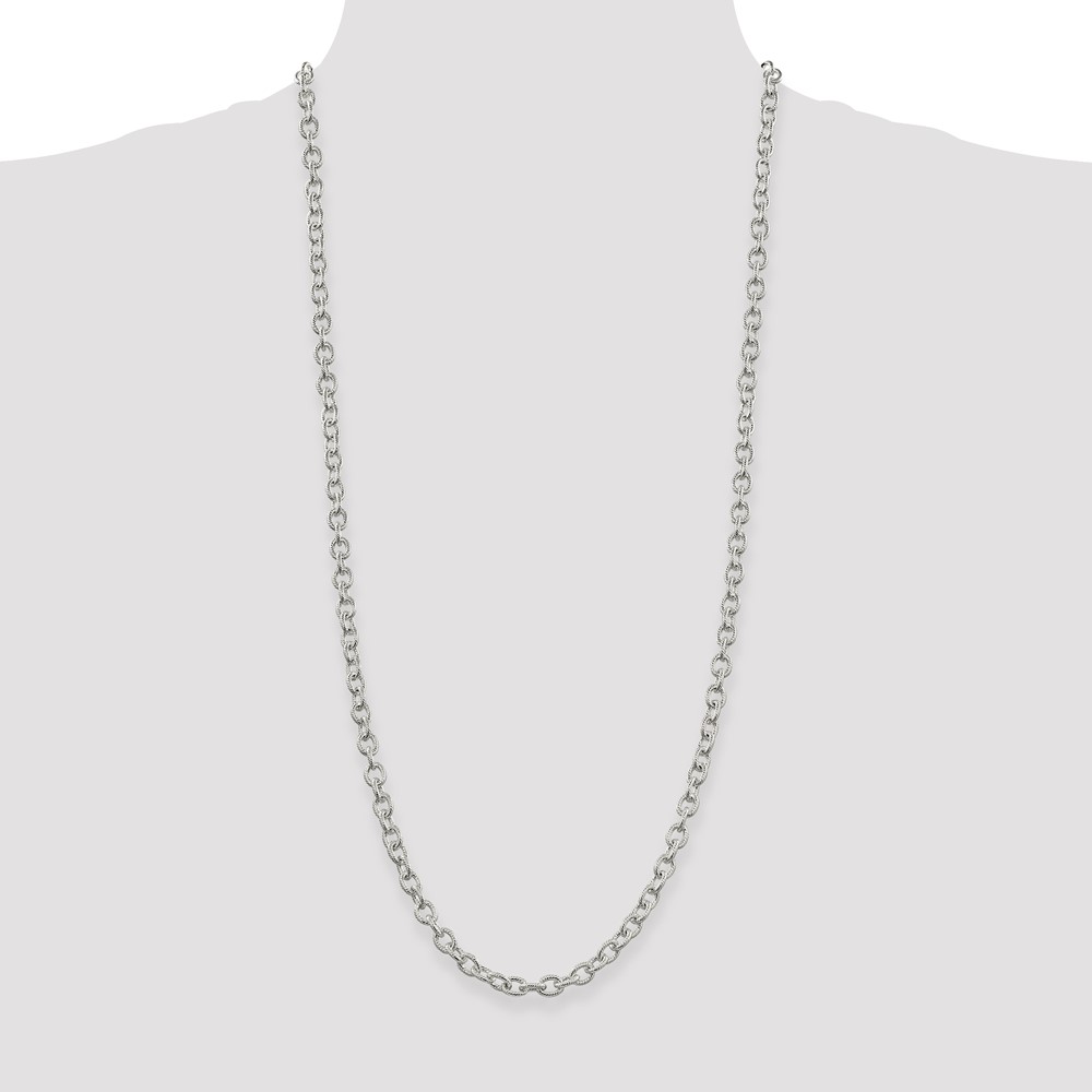 Sterling Silver 6.25mm Fancy Patterned Rolo Chain (QFC48-30)