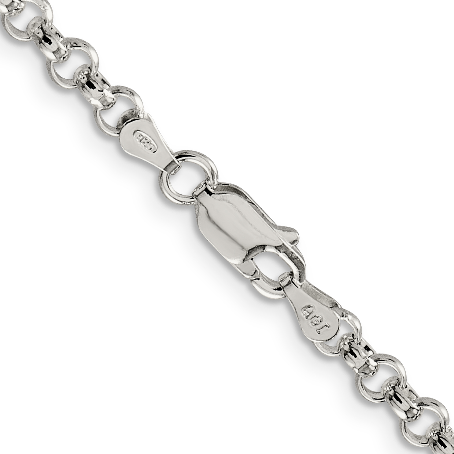 925 Sterling Silver 4mm Polished Rolo Link Chain Necklace 7" 36" 