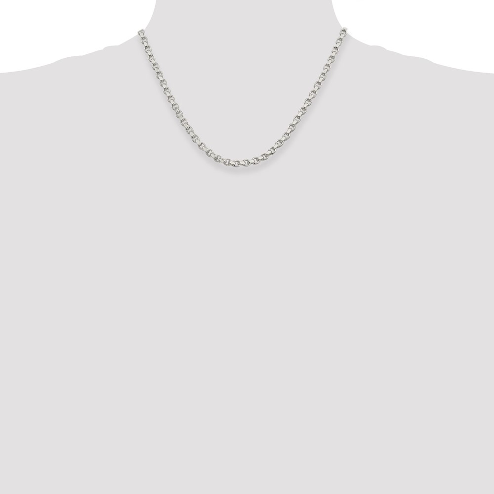 Sterling Silver 4mm Diamond-cut Rolo Chain (QFC50-18)