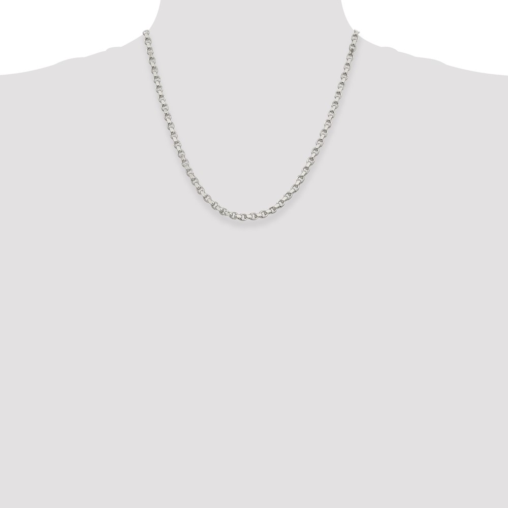 Sterling Silver 4mm Diamond-cut Rolo Chain (QFC50-20)