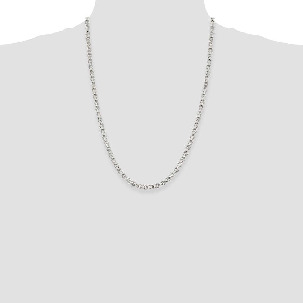 Sterling Silver 4mm Diamond-cut Rolo Chain (QFC50-24)