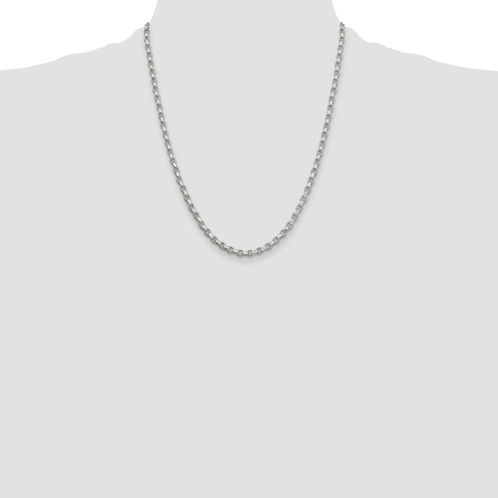 Sterling Silver 3.5mm Diamond-cut Rolo Chain (QFC51-22)